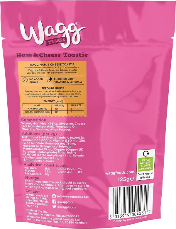 Wagg -Toastie Tasty Chunks Ham& Cheese Treat for Dogs