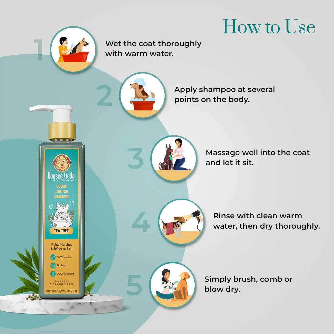 Dogsee-Veda Tea Tree Odour Control Dog Shampoo