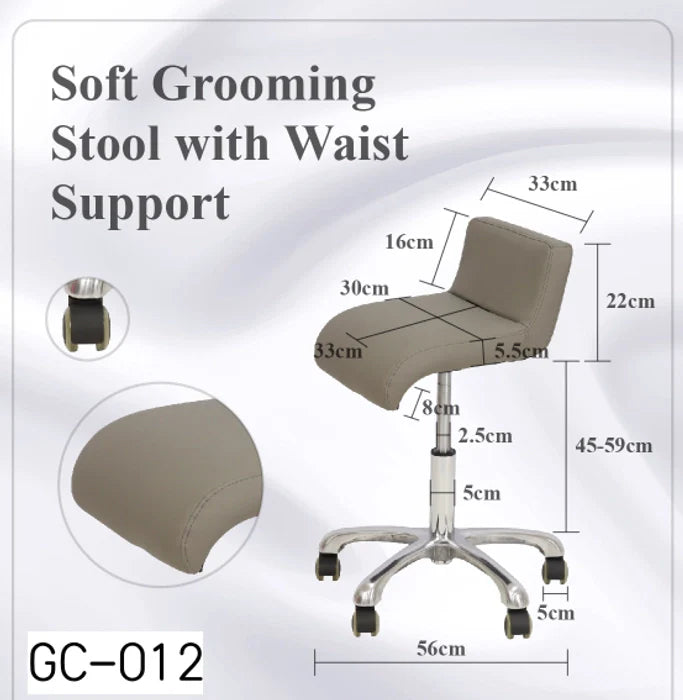 Aeolus-Groomer's Modern Groomer Stool with Square Cushion and Waist Support