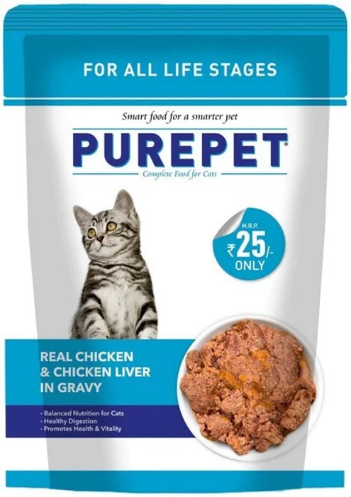 Purepet - Real Chicken & Chicken Liver Gravy for Adult Cats 50Gm